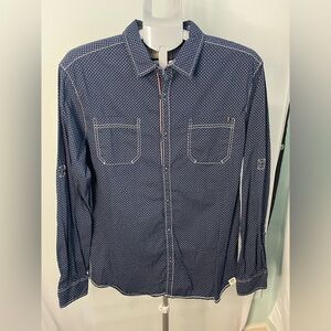 Free Planet Shirt Mens Button Up Long Sleeves‎ Pockets LARGE
